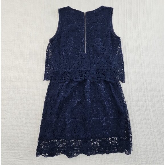 J Gee Tiered Eyelet Lace Dress Women’s XL Navy Blue Sleeveless Lined EUC VTG - Picture 2 of 14